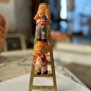 Vintage Whimsical Doll Ladder Decor